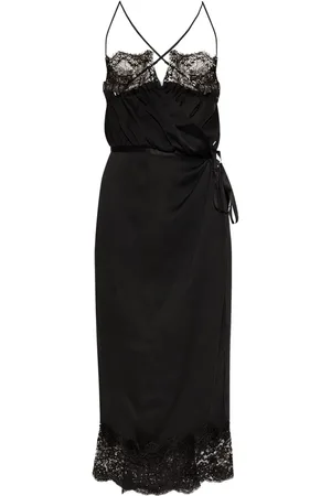 Saint Laurent Vestido midi con detalle de encaje