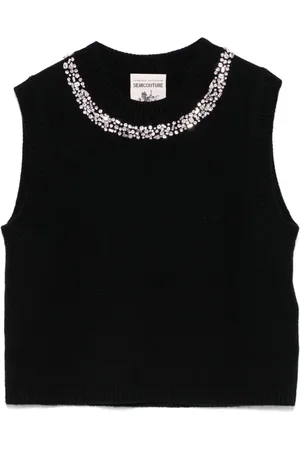 SEMICOUTURE Top tejido con detalles de cristal