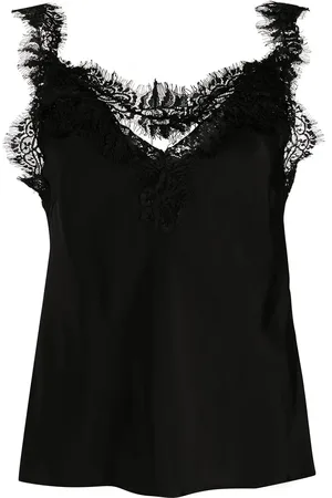 Gold Hawk Blusa con paneles de encaje