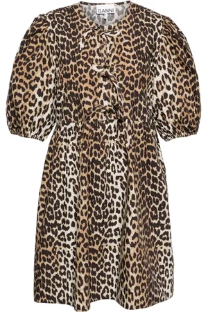 Ganni Vestido corto con estampado de leopardo