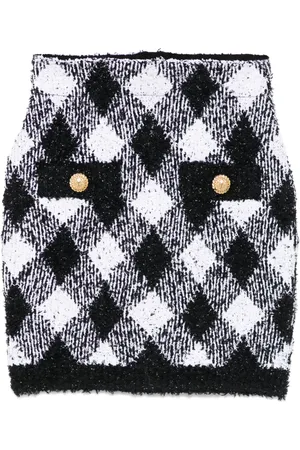 Balmain Falda corta con motivo de cuadros gingham
