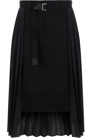 SACAI Falda midi con diseño de pliegues y cinturón