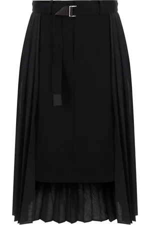 SACAI Falda midi con diseño de pliegues y cinturón