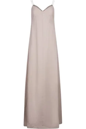 Brunello Cucinelli Vestido largo sin mangas con cuello en V