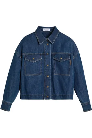 Brunello Cucinelli Camisa de mezclilla con parche del logo