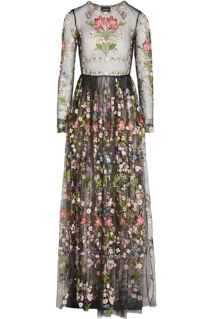 Giambattista Valli Vestido de tul con motivo botánico