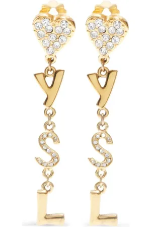 Saint Laurent Aretes de clip YSL Logo Heart