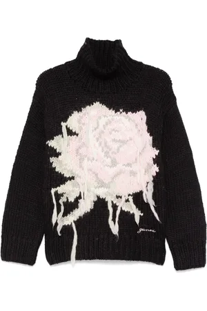 Ganni Suéter con rosas en intarsia