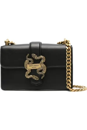 Roberto Cavalli Bolsa de hombro metalizada con motivo de serpiente