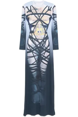 Y / PROJECT Vestido largo con estampado trompe l