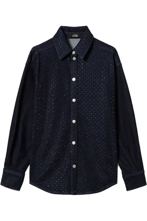 Twin-Set Camisa de mezclilla con detalles de strass