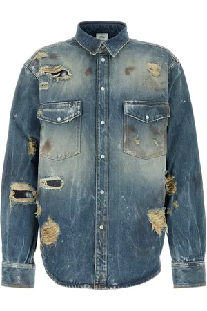 Vetements Camisa de mezclilla con efecto envejecido
