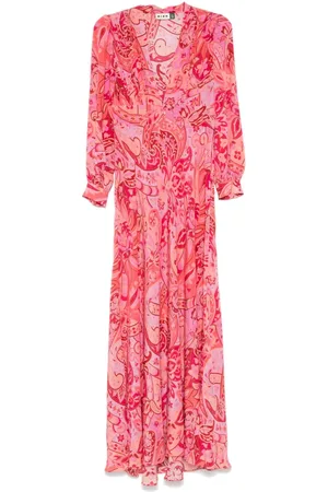 RIXO London Vestido largo con estampado de cachemira