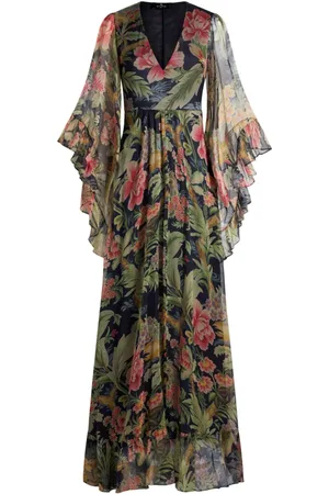 Etro Vestido largo de seda con estampado floral
