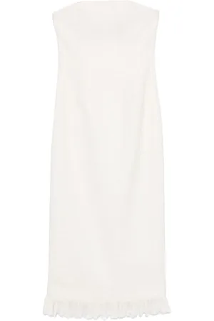 Oscar de la Renta Vestido midi strapless de tweed
