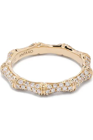 Anita Anillo Bamboo en oro amarillo de 18kt con diamante