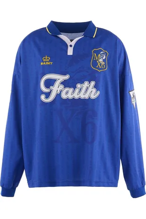 SAINT MXXXXXX Playera tipo polo manga larga con texto estampado