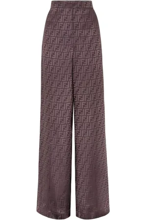 Fendi Pantalones de seda con monograma en jacquard
