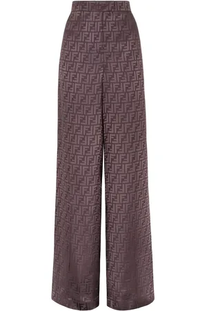 Fendi Pantalones de seda con monograma en jacquard