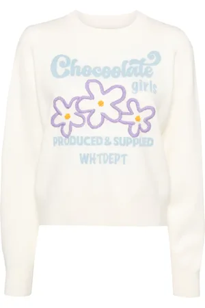 Chocoolate Suéter con bordado floral y cuello redondo