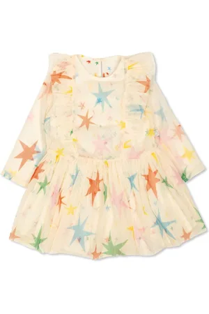 Stella McCartney Vestido de tul con volantes y estrellas estampadas