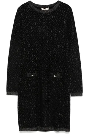 Twin-Set Vestido con logo en jacquard