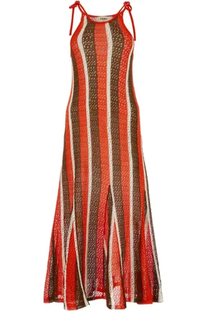 Fendi Vestido largo con tejido crochet