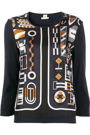 Hermès Top tejido con estampado geométrico de archivo pre-owned