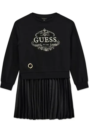 Guess Vestido plisado con logo bordado