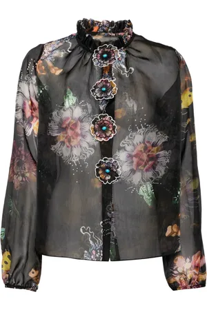 Cynthia Rowley Blusa de seda con estampado floral