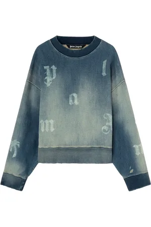 Palm Angels Sudadera con logo estampado y efecto lavado