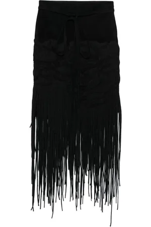 Saint Laurent Falda midi con flecos 2010