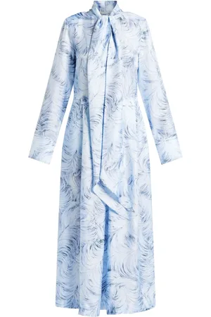 Stella McCartney Vestido midi con plumas estampadas