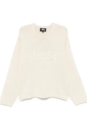 STUSSY Suéter con logo bordado y cuello en V