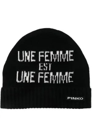 Pinko Gorro con motivo Une Femme Est Une Femme en jacquard