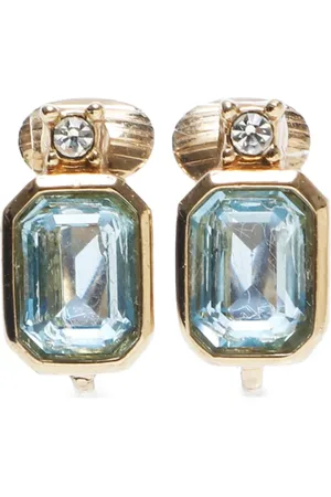 Dior Aretes de clip con detalles de strass