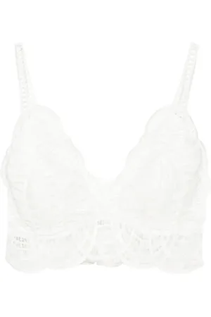Alberta Ferretti Top corto con encaje guipure