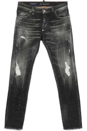Philipp Plein Jeans rectos con efecto envejecido