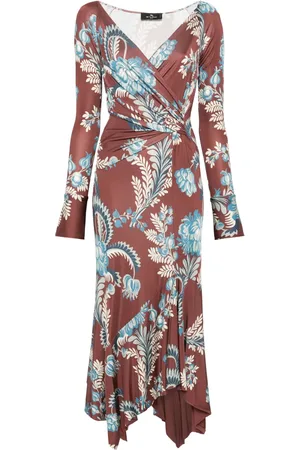 Etro Vestido largo con follaje estampado
