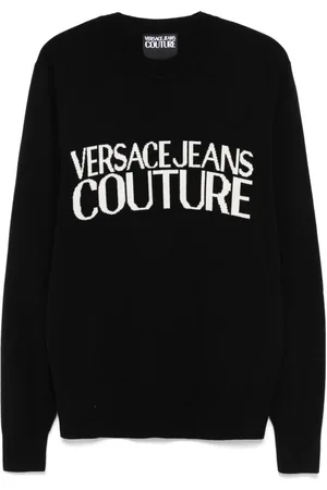 VERSACE Suéter con logo en intarsia