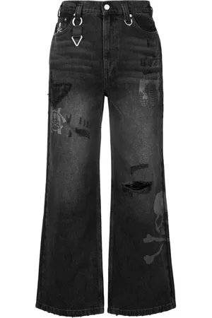 MASTERMIND JAPAN Jeans acampanados con calavera bordada