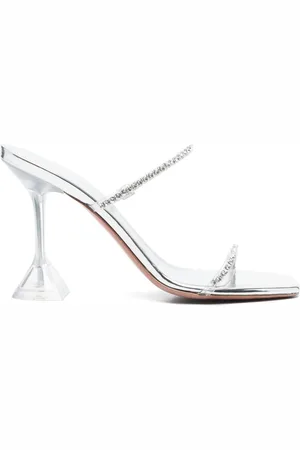 Amina Muaddi Mules Gilda Glass con tacón de 95mm