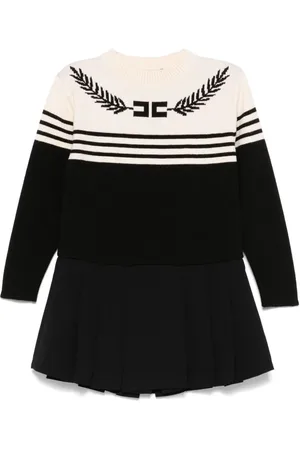 Elisabetta Franchi Vestido tejido con logo en intarsia