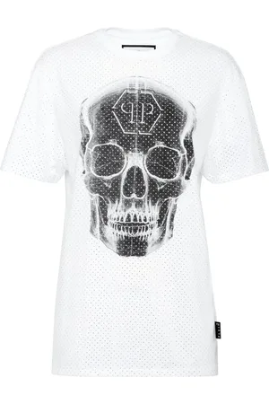 Philipp Plein Playera Skull con detalles de strass