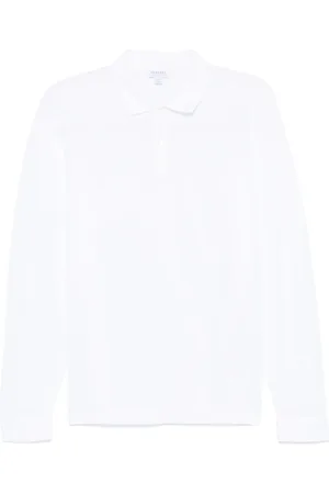 Sunspel Playera tipo polo de piqué manga larga