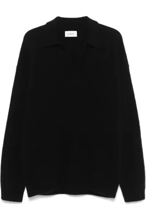 LANEUS Suéter estilo playera tipo polo con acabado cepillado