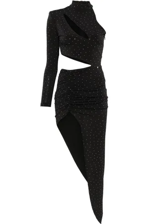 NISSA Vestido midi con diseño asimétrico y detalles de cristal