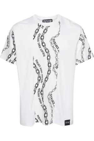 VERSACE Playera con logo estampado y paneles