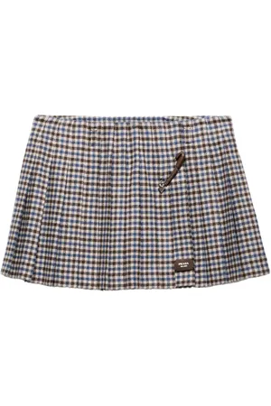 Prada Falda corta con estampado de cuadros