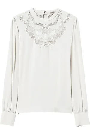 Twin-Set Blusa de crepé con bordado floral